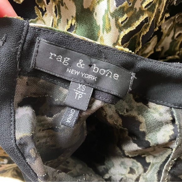 Rag & Bone Gia Camouflage-print Devoré-satin Silk Top In Green Multi size XS - Picture 8 of 9